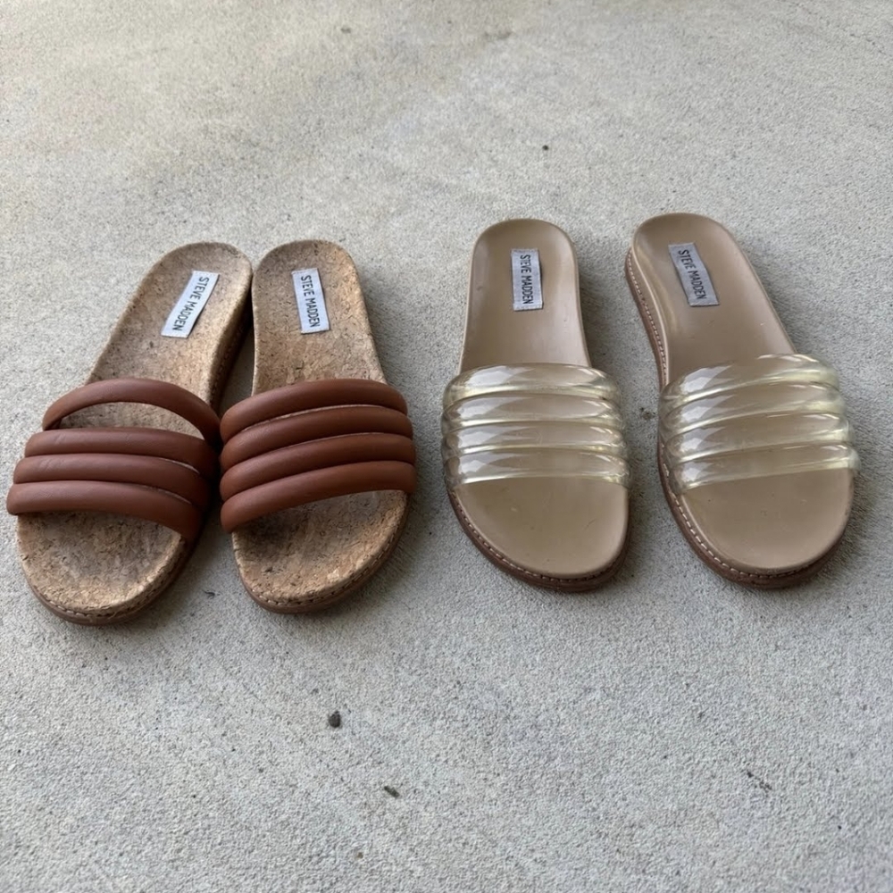 Steve Madden Women's Drip Slide Sandals - Brown & Clear
